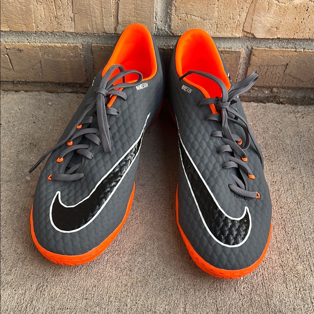 Nike Men's Gray and Orange Soccer Shoes